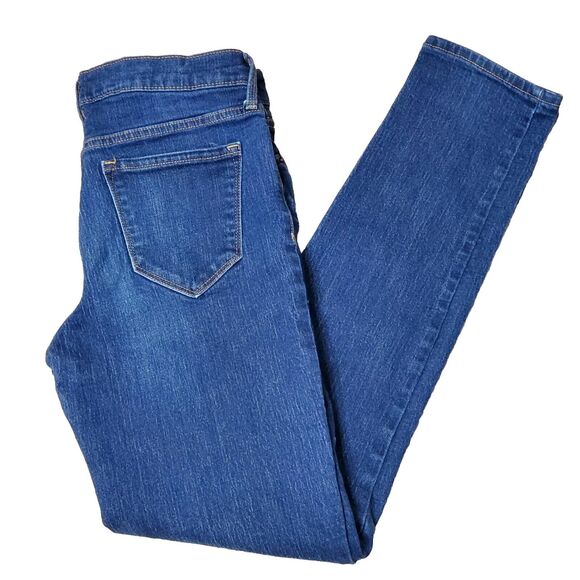 Old Navy Womens Sz 8 Long Original Mid-rise Denim Blue Jeans Straight Skinny - Picture 1 of 9